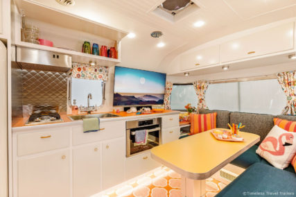Interior of a customized Airstream Travel Trailer